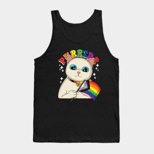 Purride Cat With Progress Pride Flag Tank Top